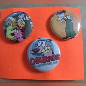 ✨️4/$10✨️ 3pc 1-inch Pinback button set Courage the cowardly dog